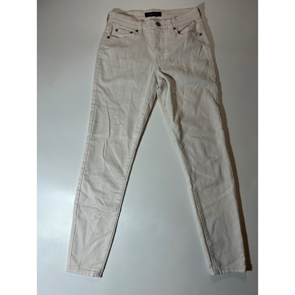 Aeropostale High Waisted Jegging Womens 2 Reg Cream Excellent Stretch Denim